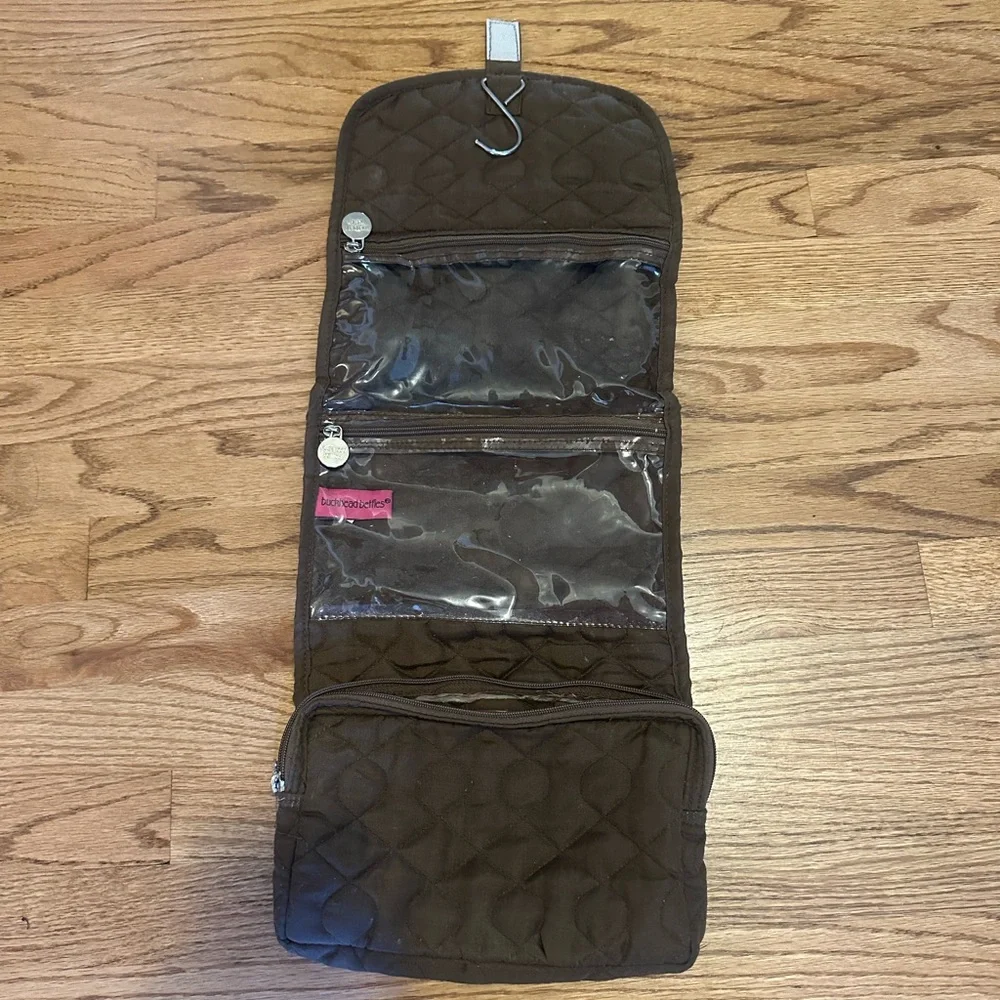 Buckhead Betties Hanging Toiletry Bag in Brown Floral Paisley Pattern